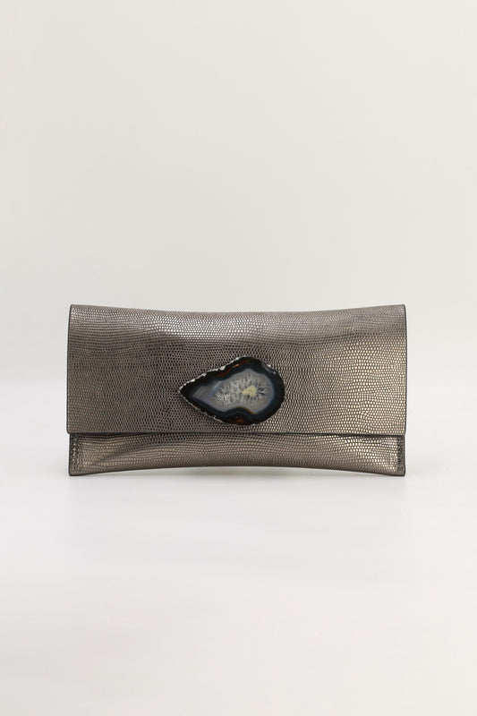 Cartera Mini Premium Grabado Plomo Ágata Natural