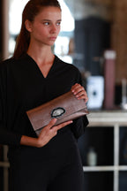 Cartera Mini Premium Grabado Plomo Ágata Natural