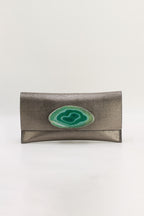 Cartera Mini Premium Grabado Plomo Ágata Verde