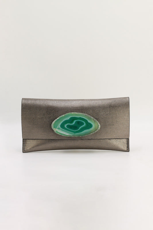 Cartera Mini Premium Grabado Plomo Ágata Verde