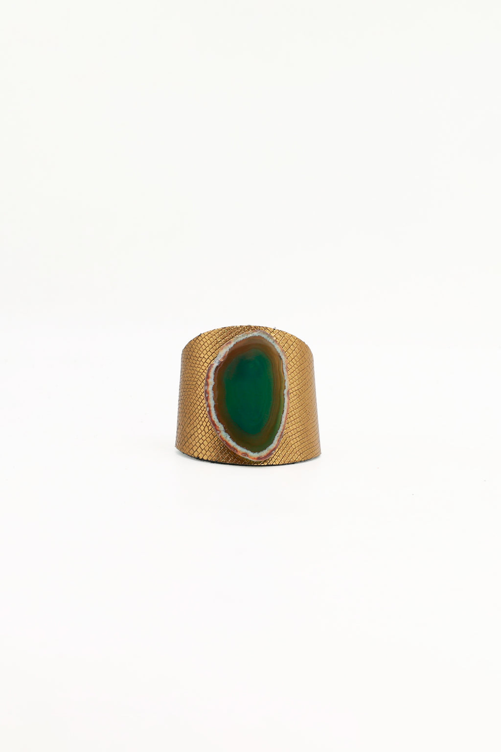 Brazalecue Grabado Dorado Ágata Verde