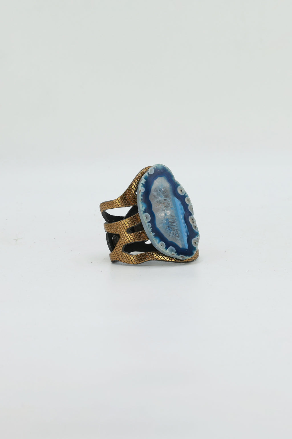 Pulsera Mar Dorada Ágata Azul