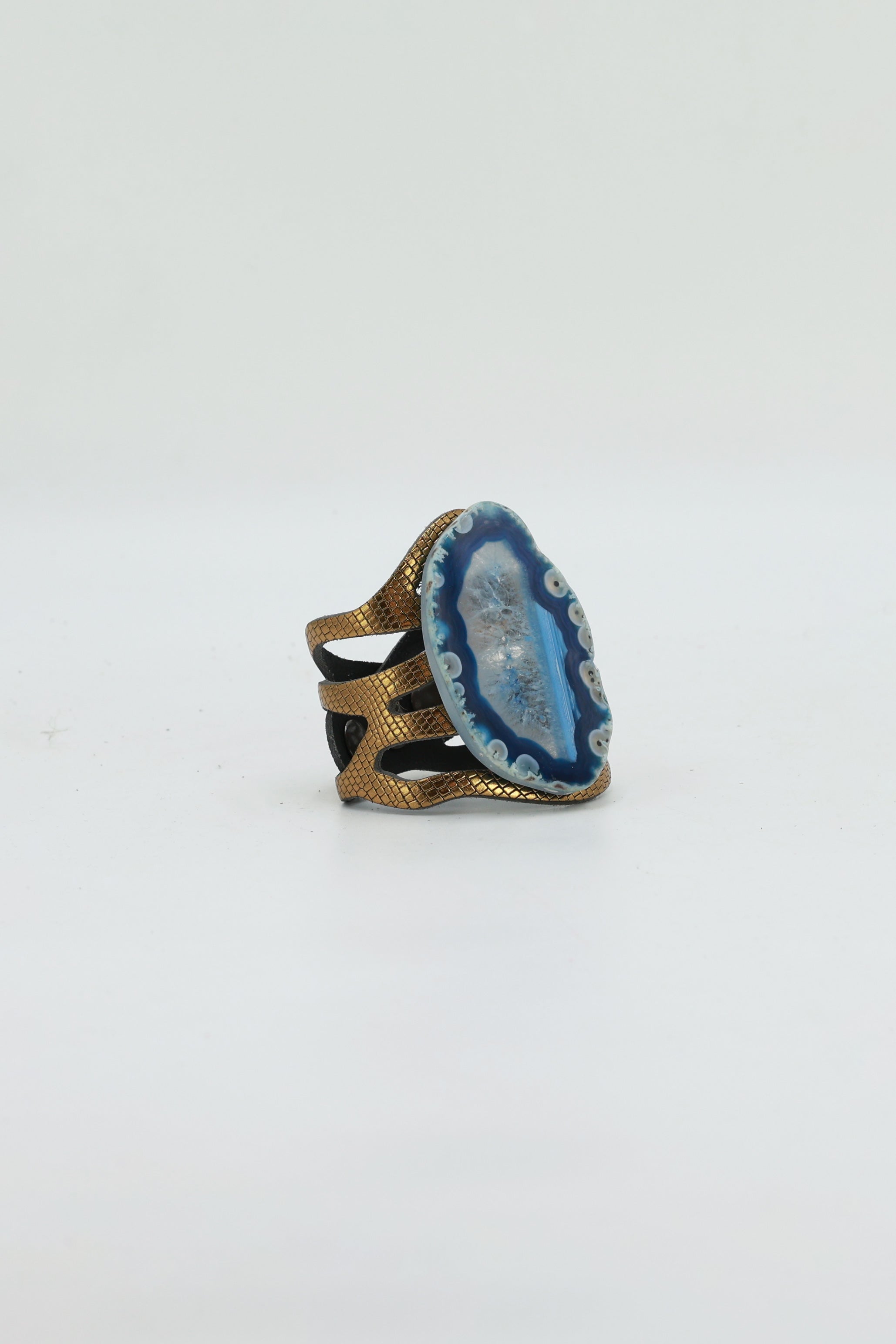 Pulsera Mar Dorada Ágata Azul