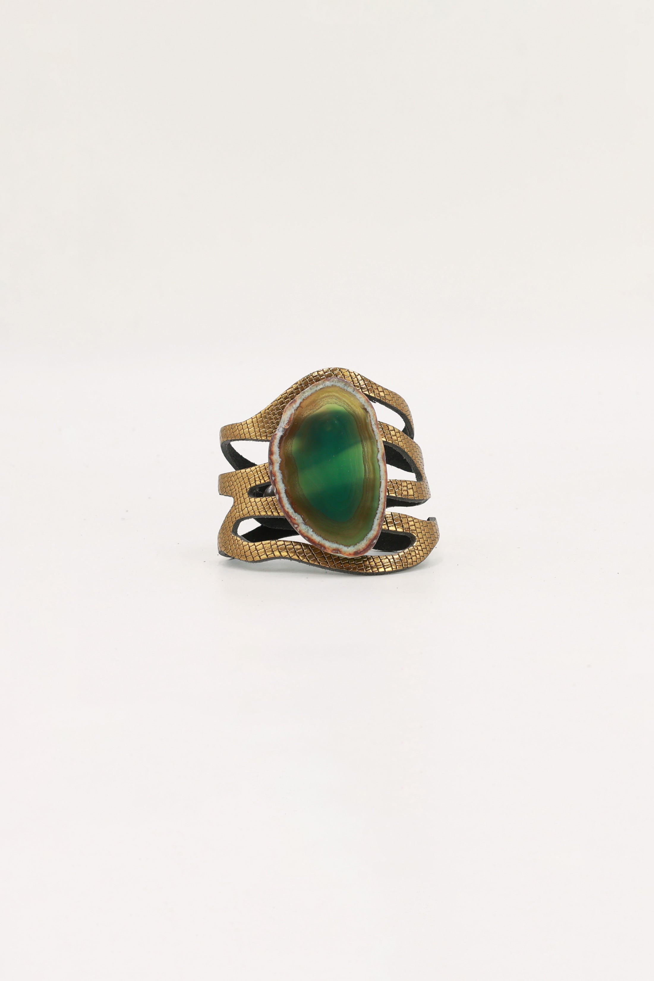 Pulsera Mar Dorada Ágata Verde