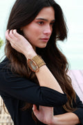 Pulsera Nía Grabado Dorado Ágata Natural