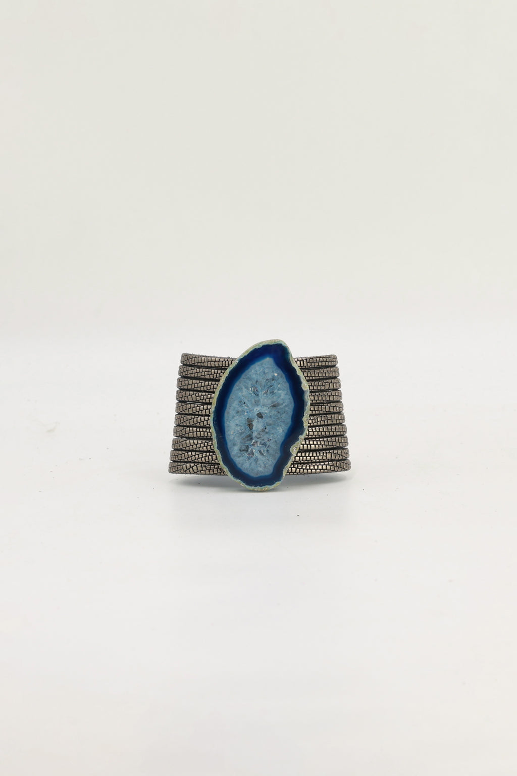 Pulsera Nía Grabado Plomo Ágata Azul