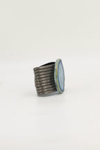 Pulsera Nía Grabado Plomo Ágata Azul