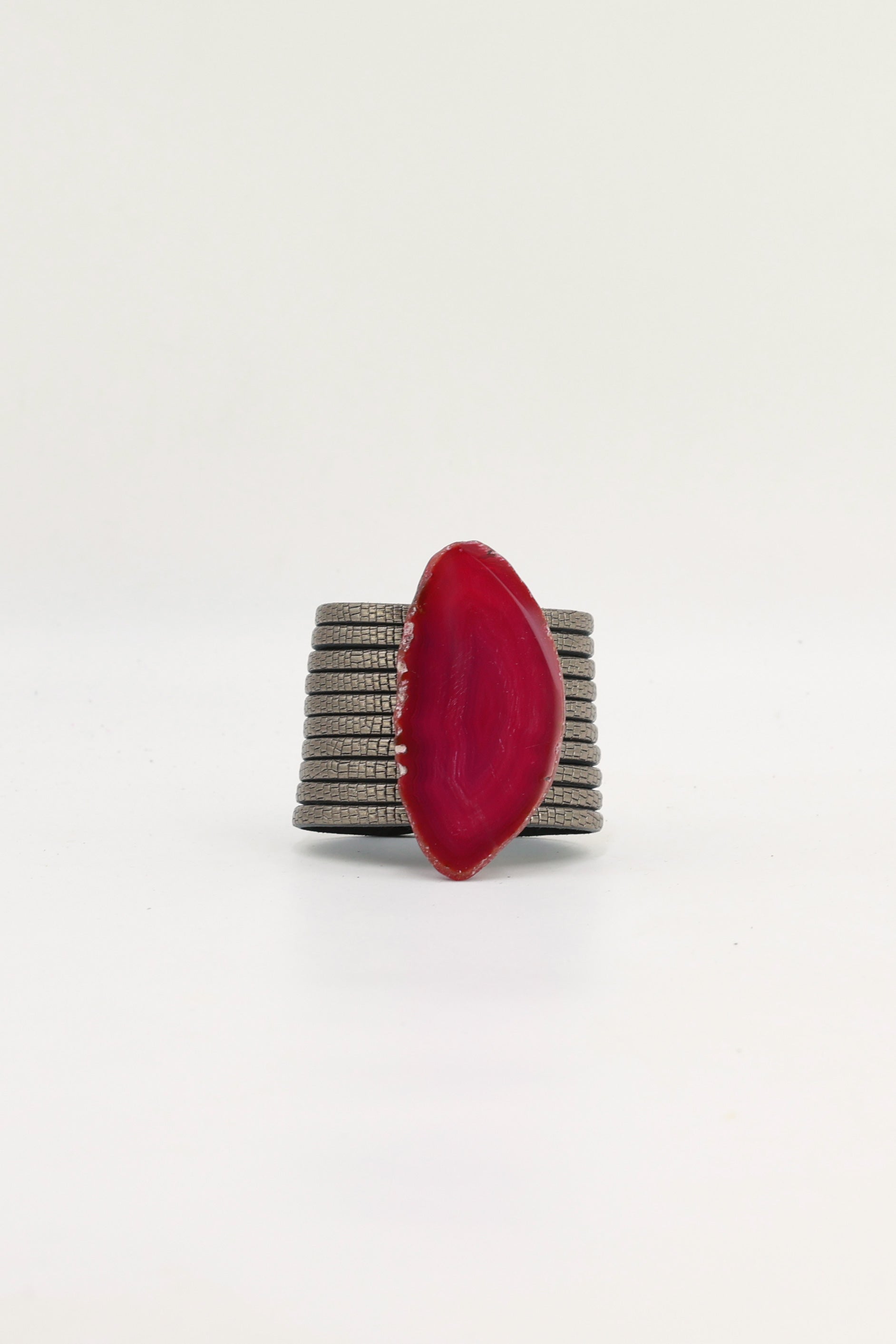 Pulsera Nía Grabado Plomo Ágata Rosa