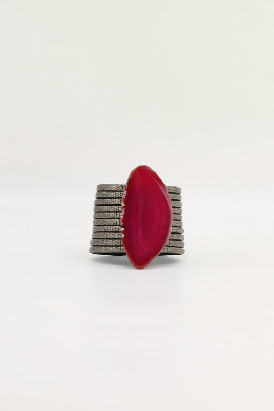 Pulsera Nía Grabado Plomo Ágata Rosa