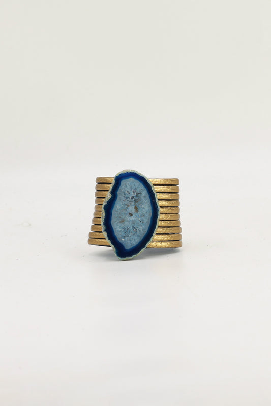 Pulsera Nía Dorada Ágata Azul