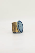 Pulsera Nía Dorada Ágata Azul