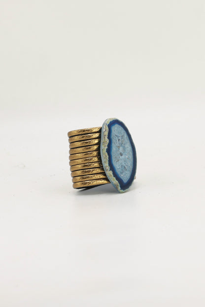 Pulsera Nía Dorada Ágata Azul