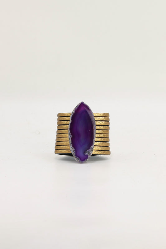 Pulsera Nía Dorada Ágata Morada