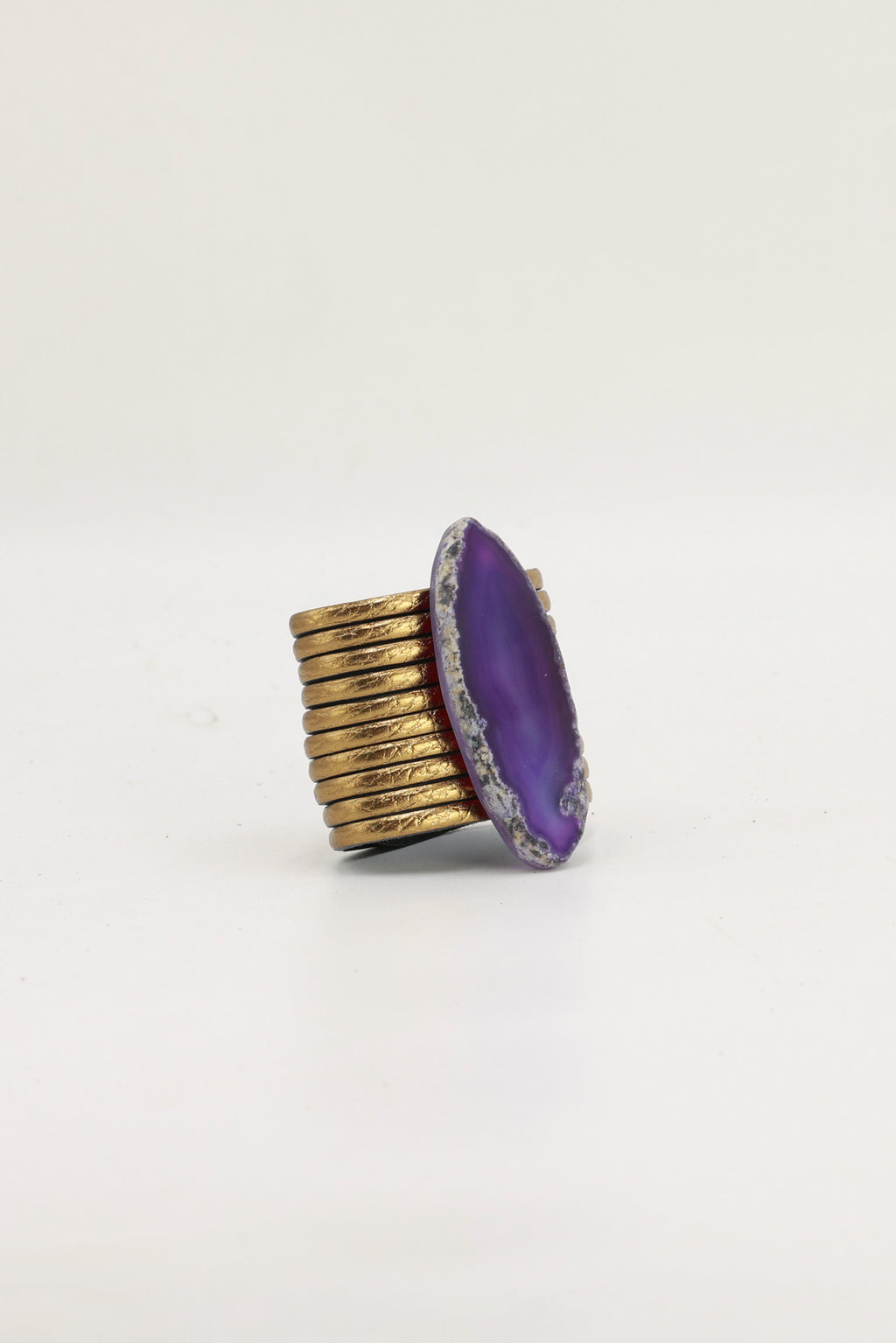 Pulsera Nía Dorada Ágata Morada