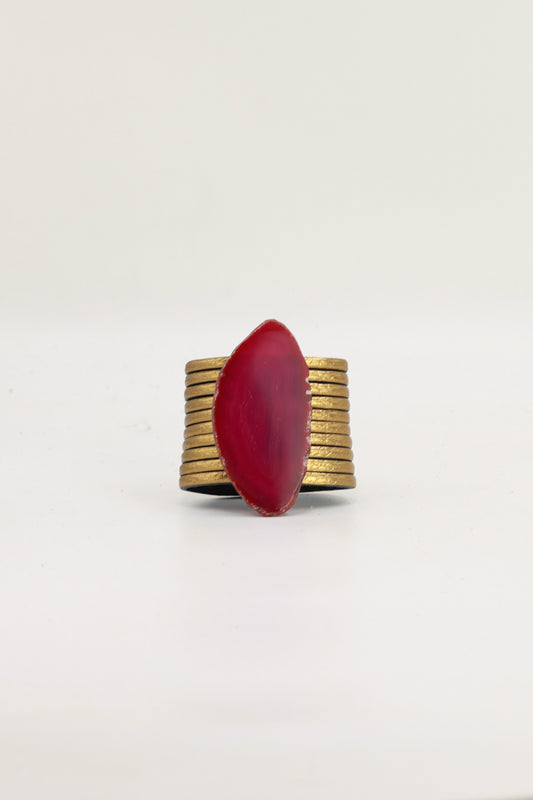 Pulsera Nía Dorada Ágata Rosa