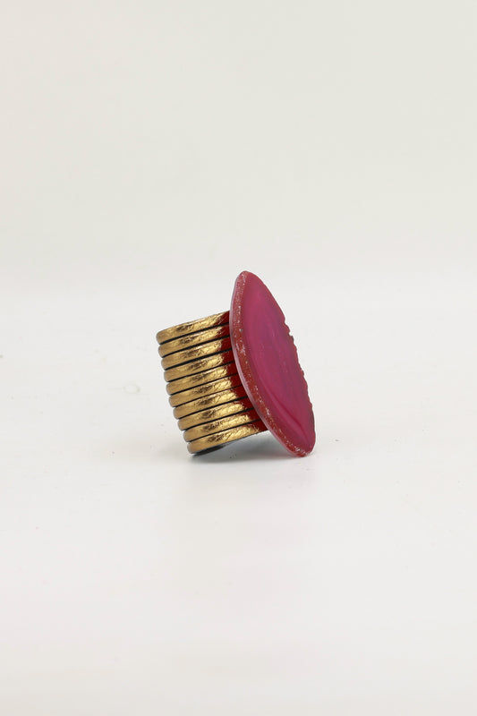 Pulsera Nía Dorada Ágata Rosa