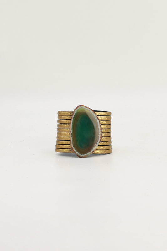 Pulsera Nía Dorada Ágata Verde