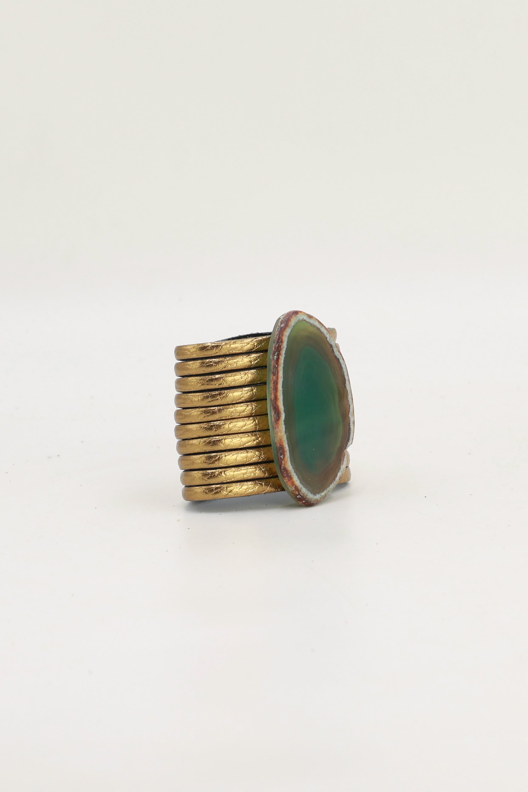Pulsera Nía Dorada Ágata Verde