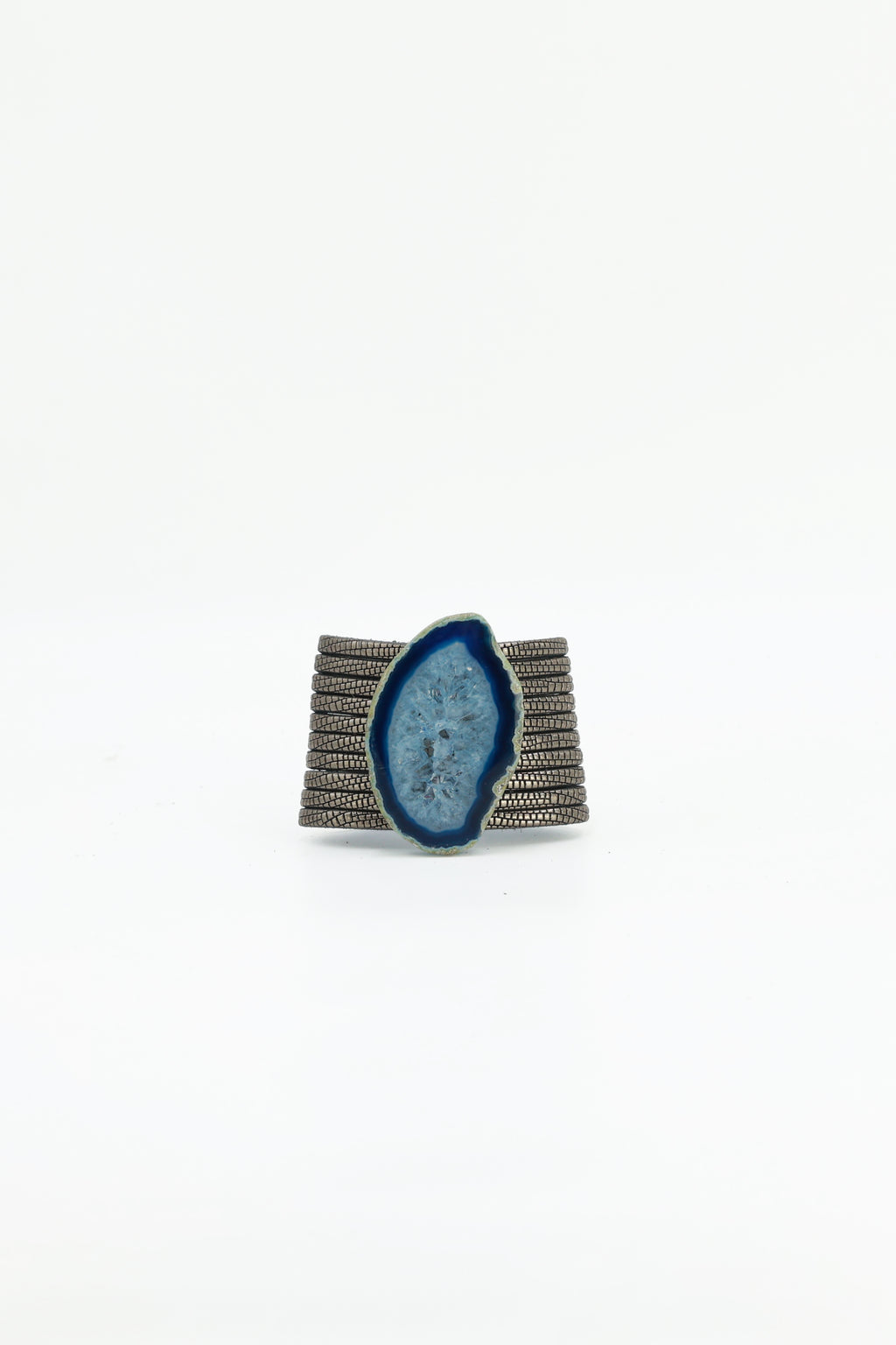 Pulsera Nía Grabado Plomo Ágata Azul