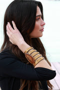 Brazalete Sol Dorado Ágata Natural