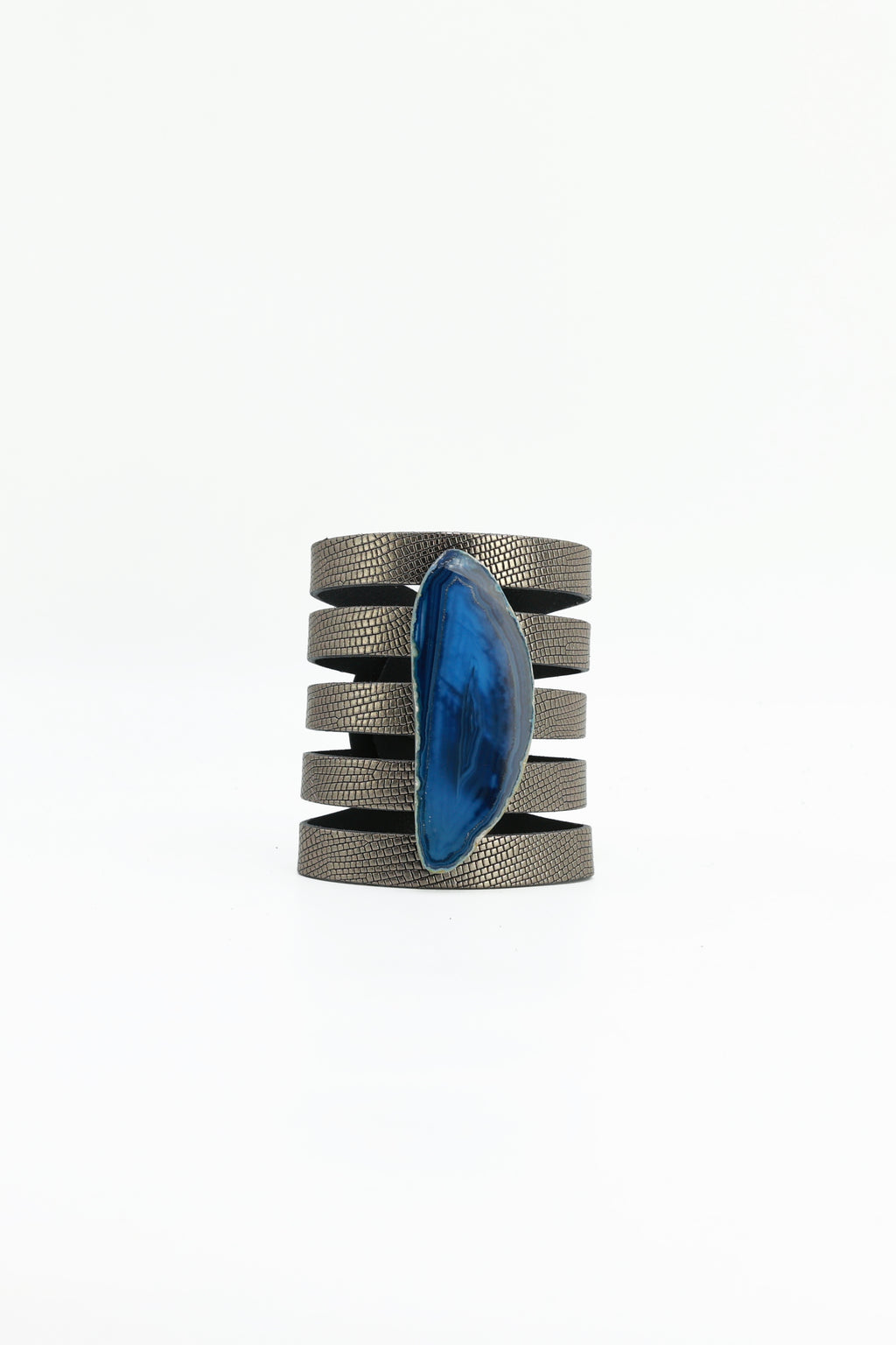 Brazalete Sol Plomo Ágata Azul
