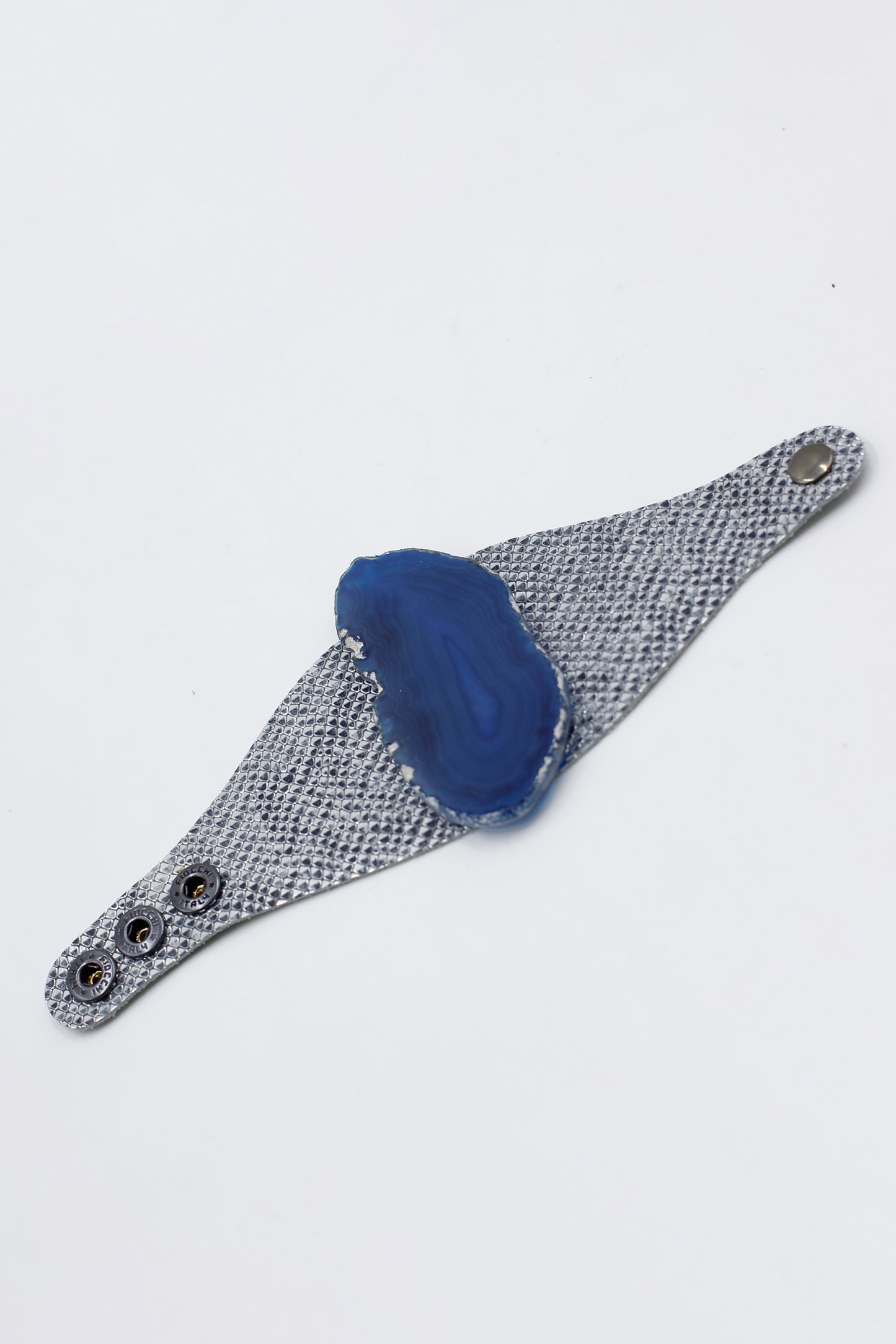 Silver Scale Bracelet with Blue Agate